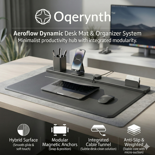 Oqerynth™ Aeroflow Dynamic Desk Mat & Organizer System